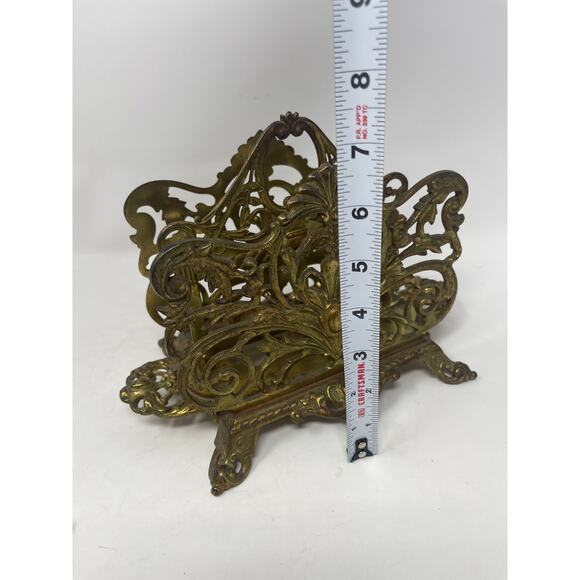ANTIQUE BRADLEY & HUBBARD BRASS LETTER MAIL NAPKIN HOLDER HEAVY B & H DESK ITEM - Picture 7 of 8